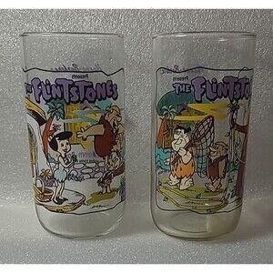 The Flintstones Hanna Barbera 1991 Hardees Glasses The First 30 Years (Set Of 2)